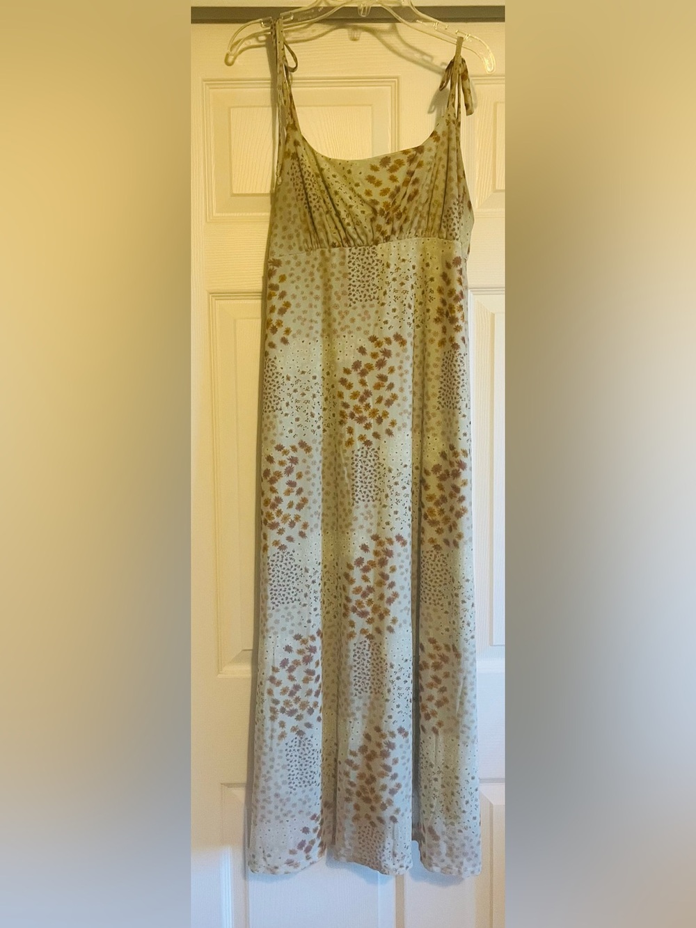 XL Live to be Spoiled Tie-Shoulder Maxi Dress in Soft Aqua and Brown